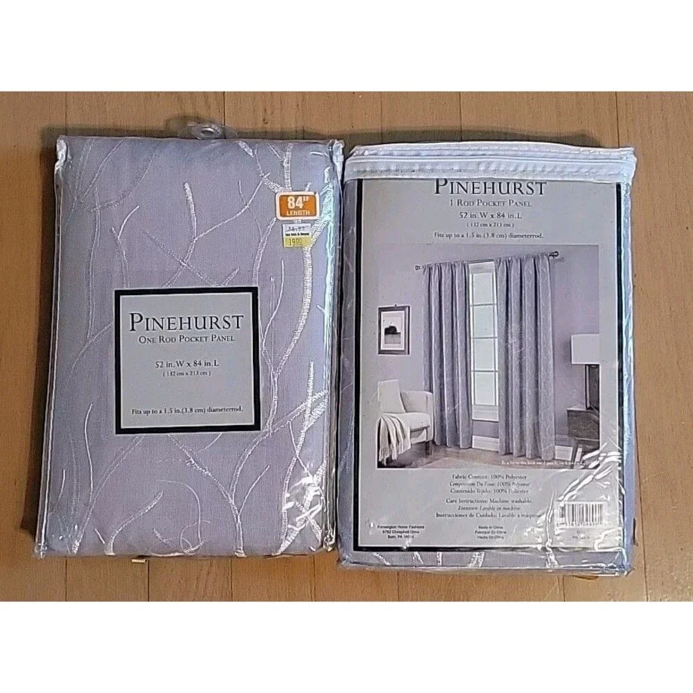Pinehurst One Rod Pocket 2 Panels Gray/Fog 52in W X 84in L Curtains